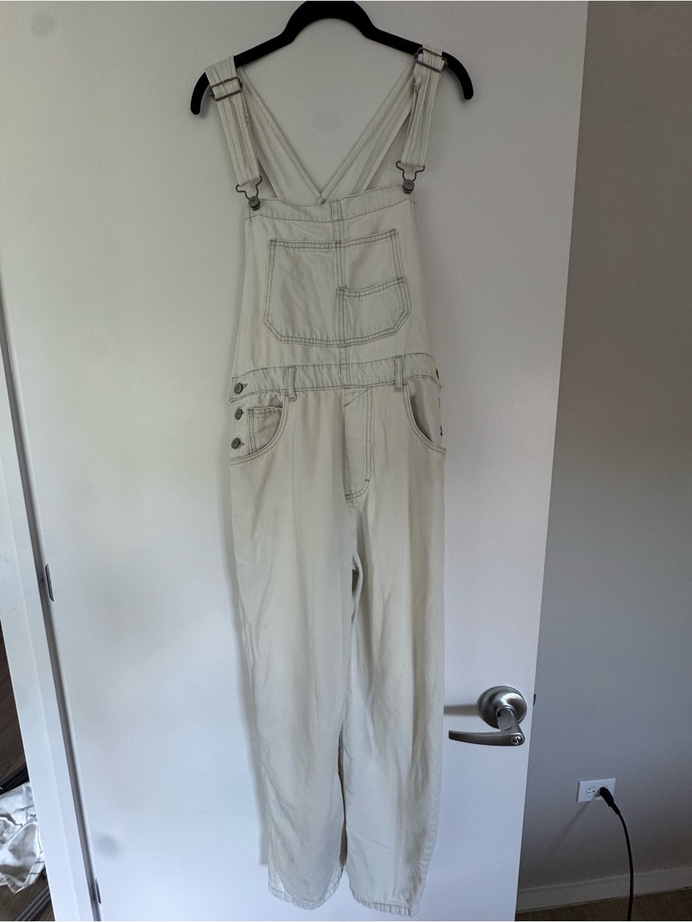 Free People Light Denim Overalls with Adjustable Straps